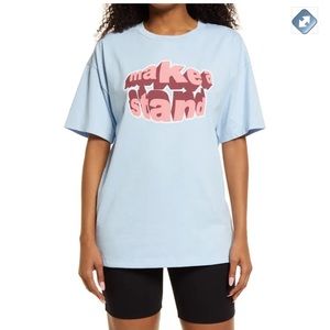 BP Oversized Blue Make A Stand Graphic Tee, Size Small